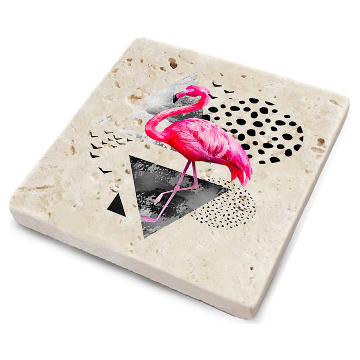 Hermia Juego de 4 Posavasos de Piedra Natural Multicolor